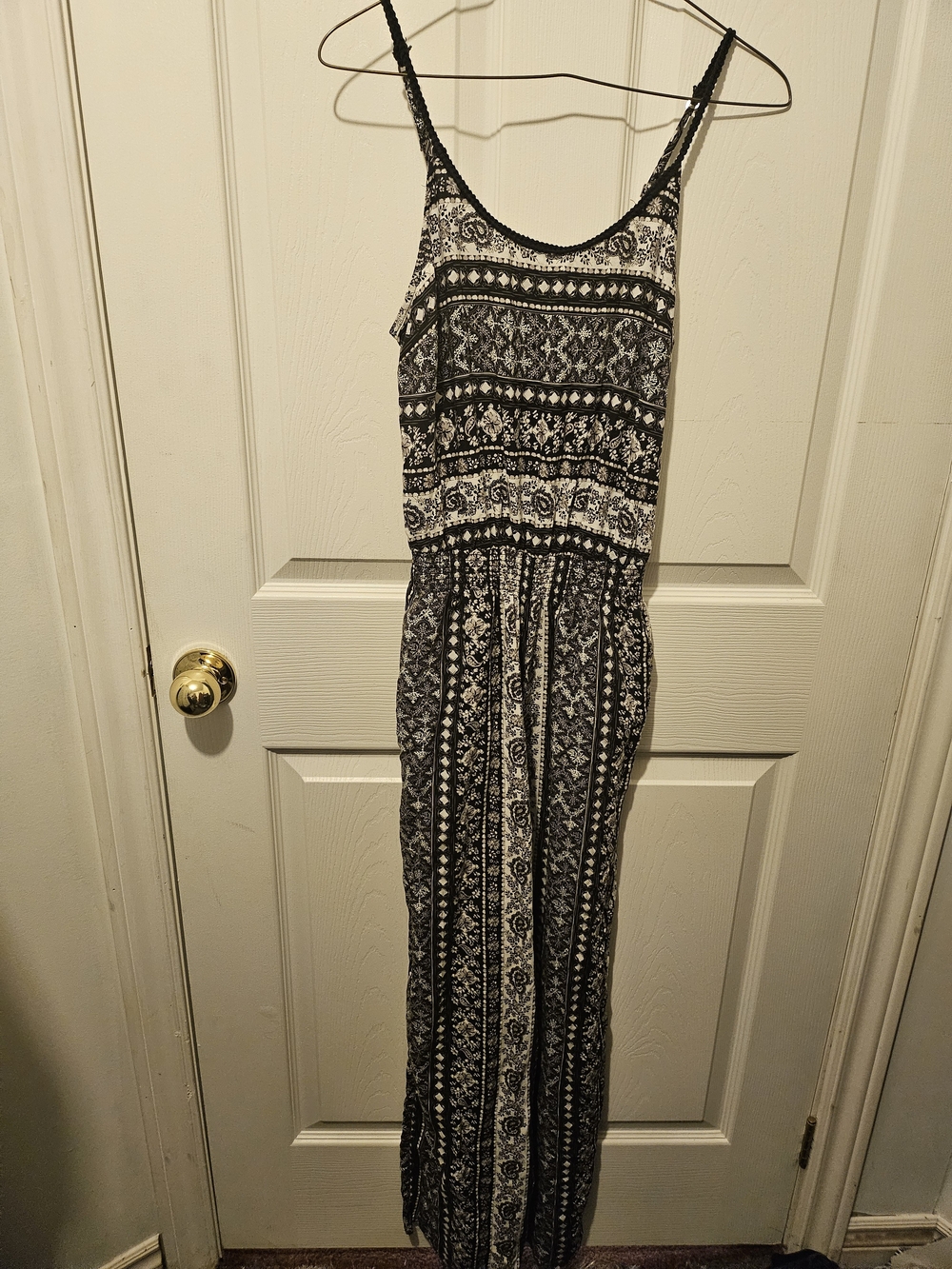 Black & White Patterned Maxi Dress - Women's Sleeveless Summer Dress